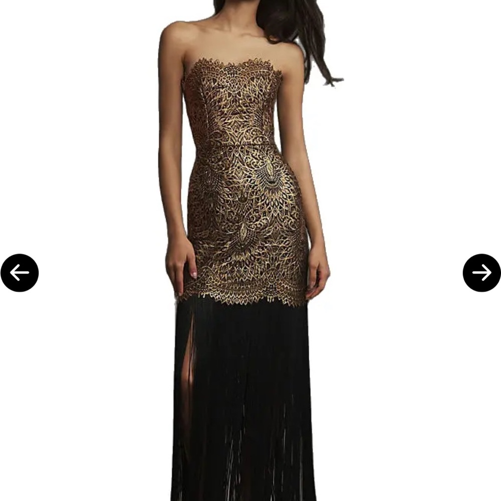 Helsi Naomi Gown Black & Gold with fringe